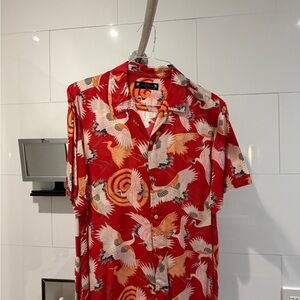 ALL SAINTS Red Crane Print Men's Shirt